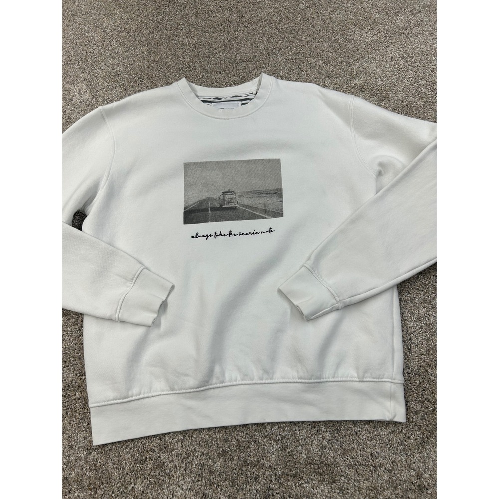Denim & Flower Ricky Singh Mens White Scenic Route Sweatshirt Size M #0719